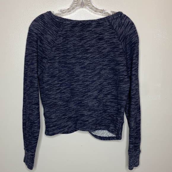 J Crew Sweatshirt Sweater Heathered Blue Twist Front Balletcore H4874 XXS - Picture 4 of 11